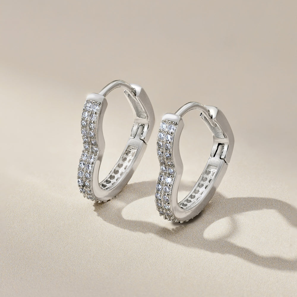 Verona Pavé Heart Hoops