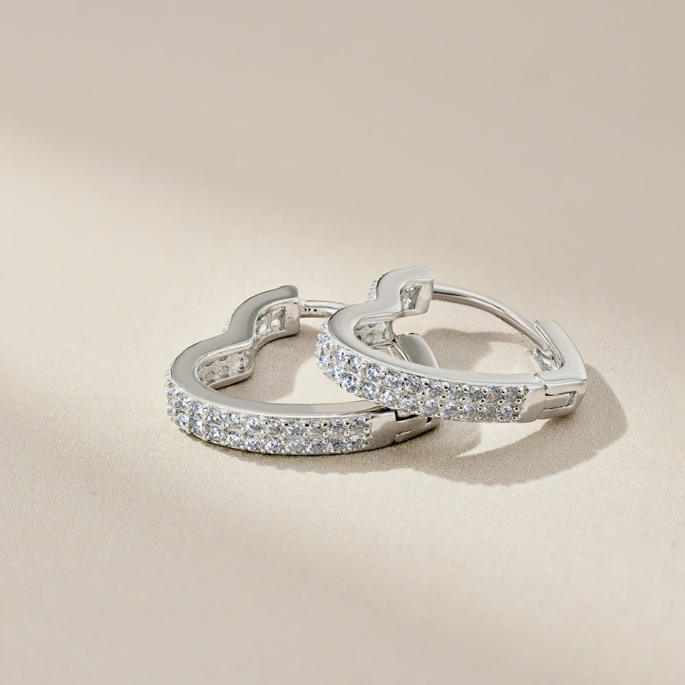 Verona Pavé Heart Hoops