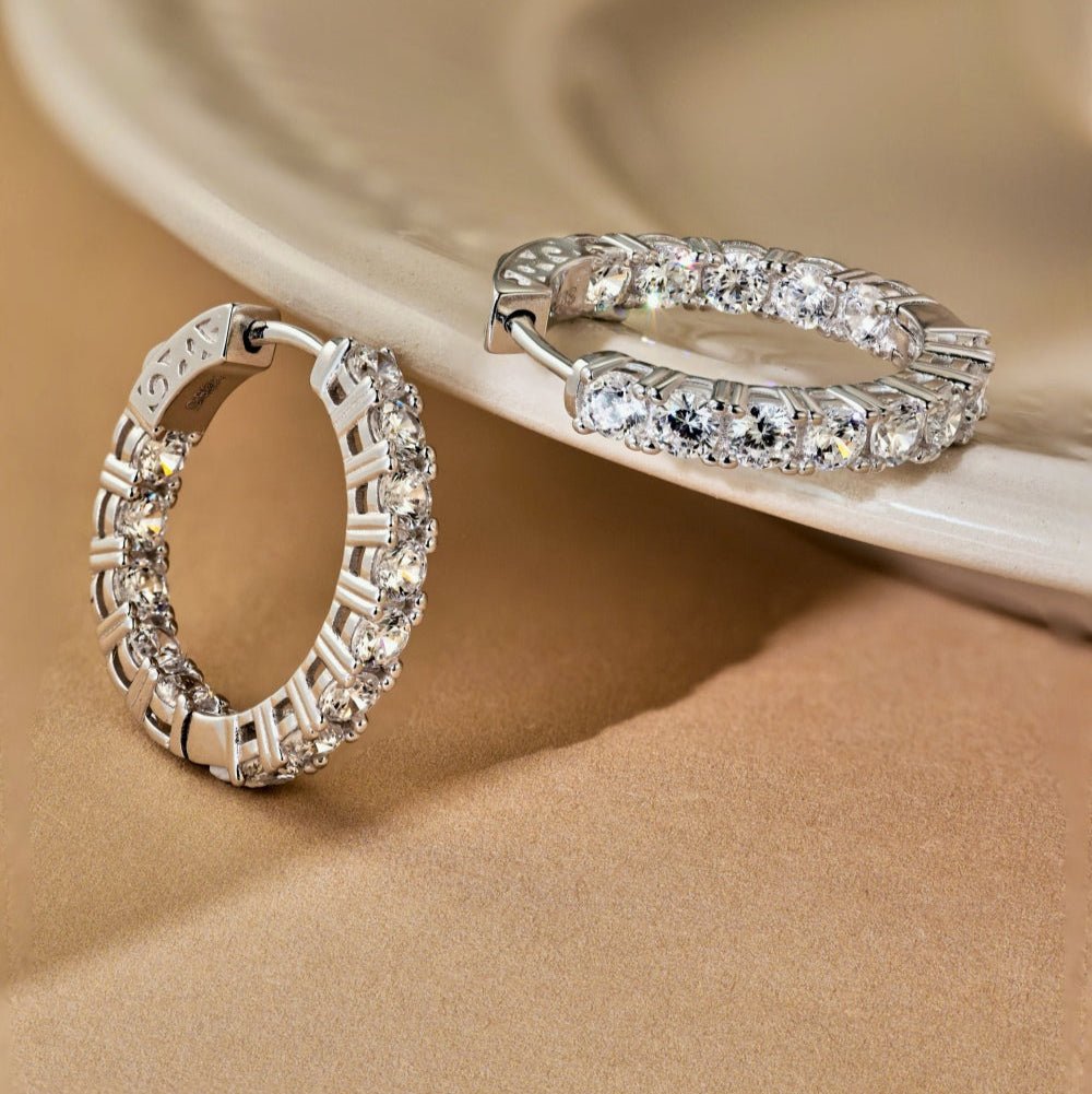 St. Tropez Inside - Out Pavé Hoops - Earrings | Celestia Fine Jewelry