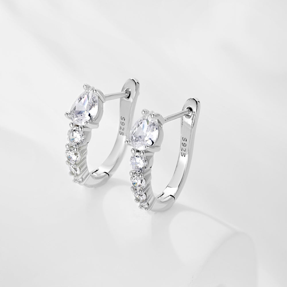 Anafi Pear Pavé Huggie Earrings - Earrings | Celestia Fine Jewelry