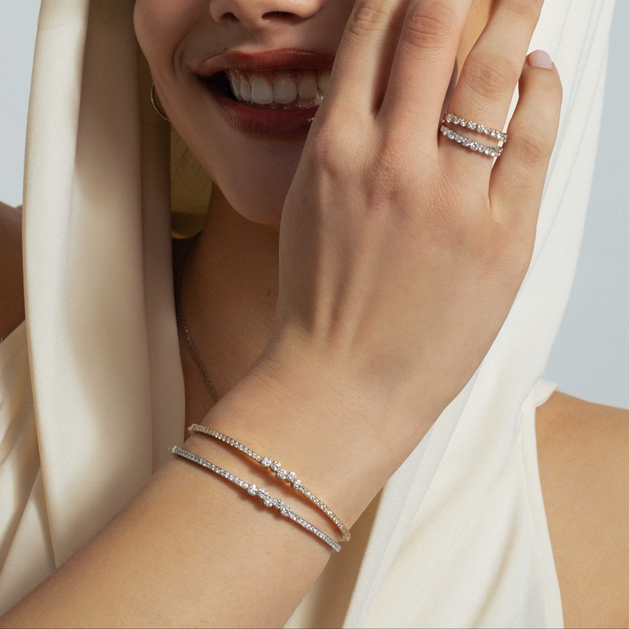 The Diamond Wave Bangle - Bracelets | Celestia Fine Jewelry